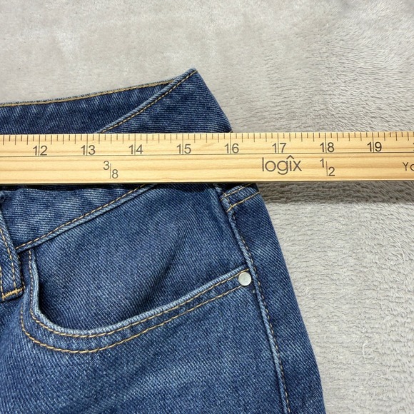 Cider Jeans Women's Large Wide Leg Blue Asymmetrical Crossover High Rise Baggy - Picture 10 of 11